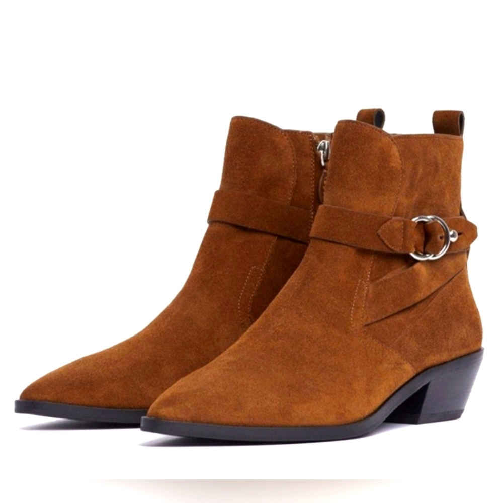 🆕️ Rebecca Minkoff Kichi Brown Suede Leather Ankle Boots. Size: 7.5